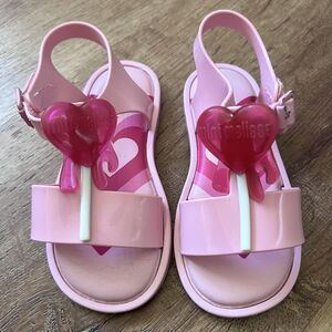 Mini Melissa Sandals Girls Size 9 Pink Heart Lollipop Jelly Toddler Shoes School